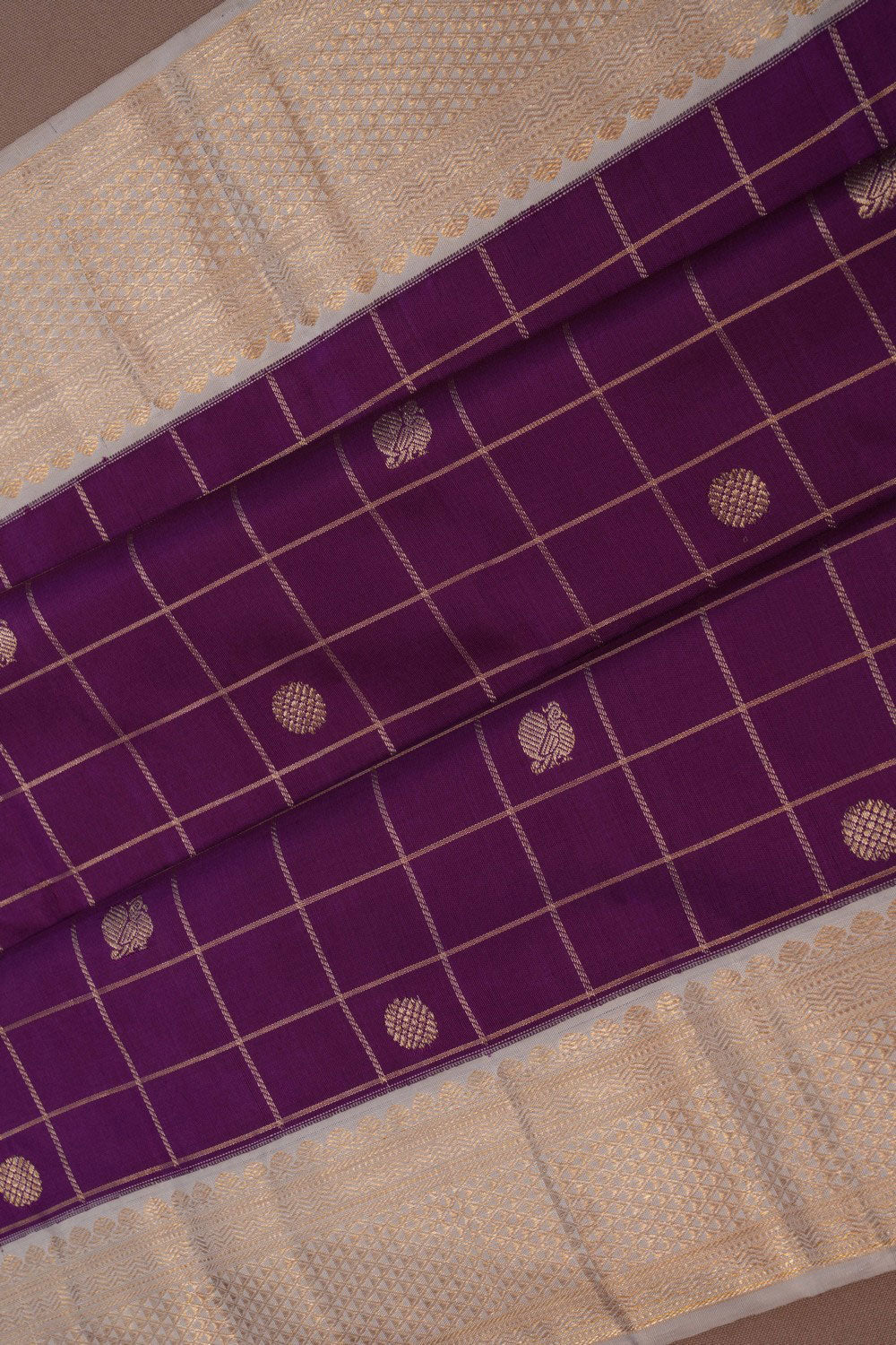Image of Kanchipuram Kattam Purple Saree